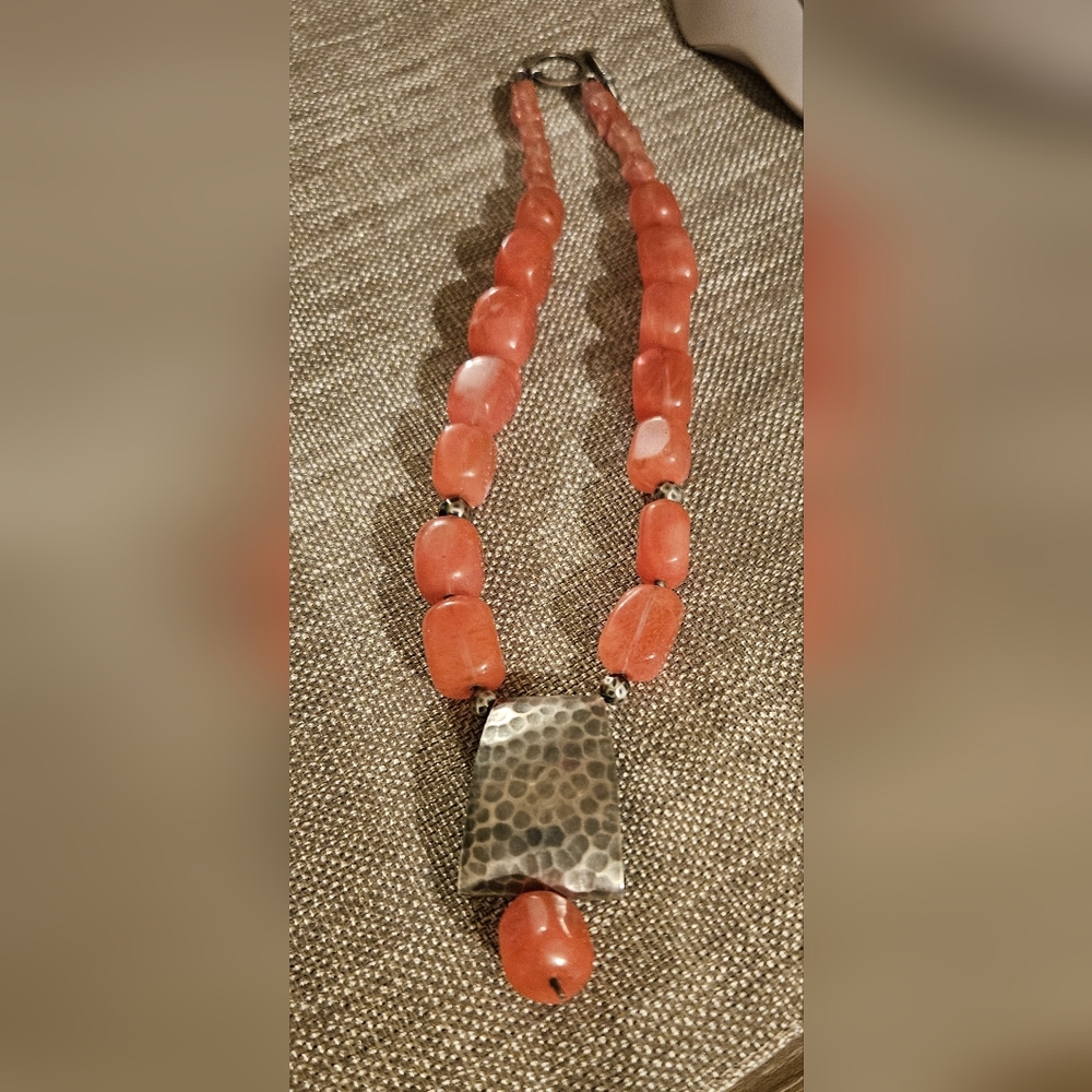 Silpada Coral And .925 Sterling Silver Necklace
